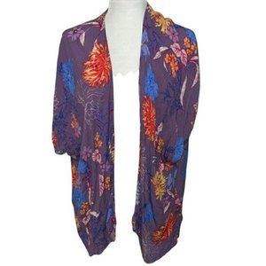 En Cream Brand Lightweight Purple Floral Kimono from The Buckle XS-S